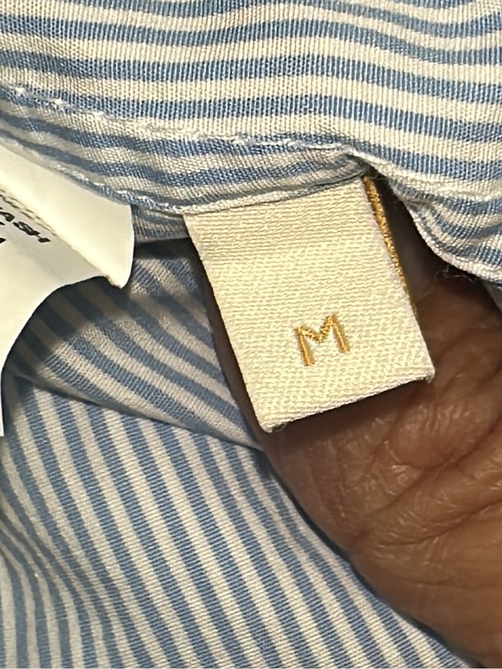 ANN MASHBURN Tomboy Popover Shirt Light STRIPE Blue Button-Down Shirt. Pit-pit19 - Picture 9 of 10